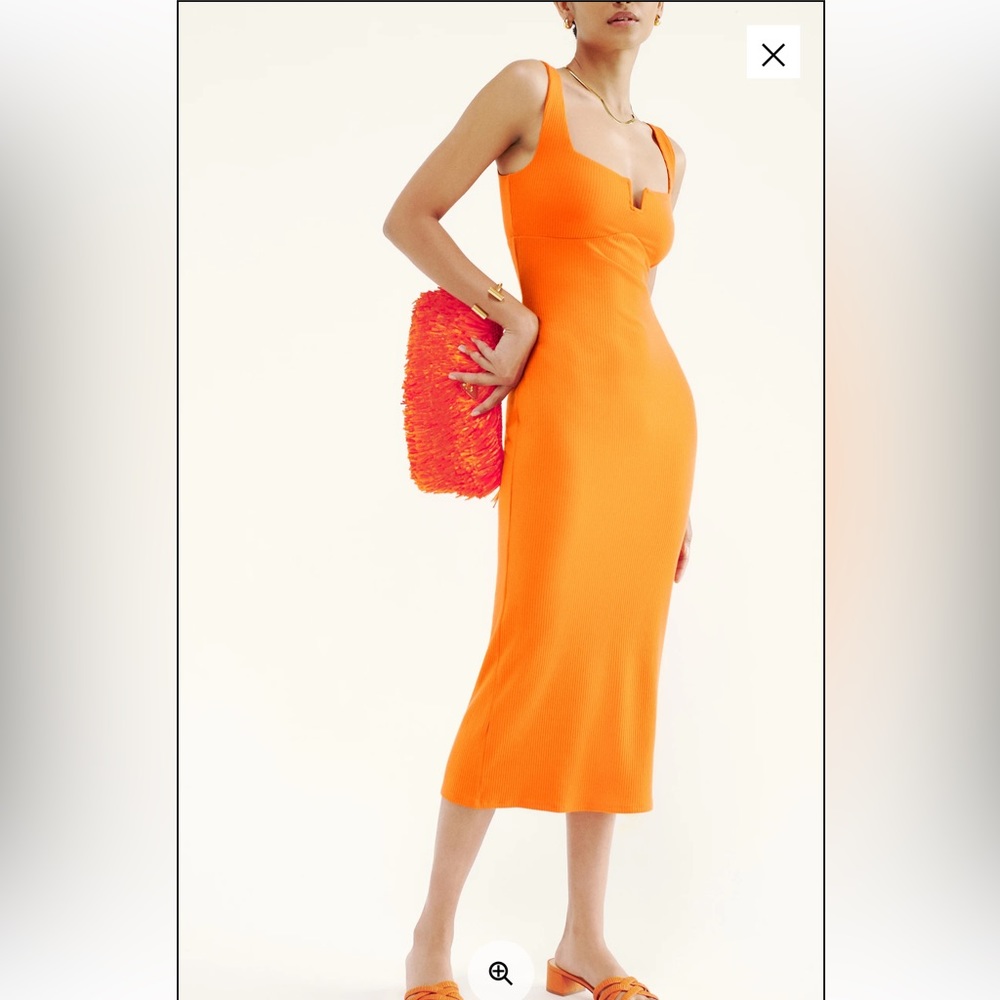 Reformation Orange Midi Bodycon Dress